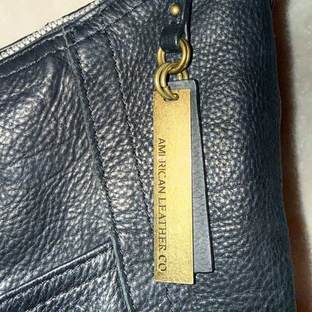 Vintage American Leather Co Black Soft Pebbled Genuine Leather Hobo Shoulder Bag - Picture 4 of 15